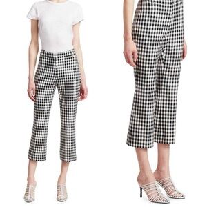 10 Crosby Derek Lam Size 0 Gingham Kick-Flare Pants - Black/White